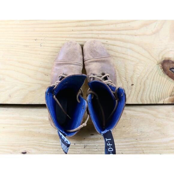 John Fluevog Boots Womens 7 Brown Distressed Leather Radio BBC Classic Lace Up - Picture 6 of 12